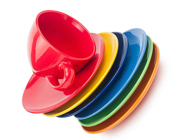 istock Red tea cup and saucer 502488612