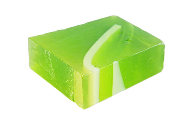 istock green and yellow Handmade Soap on a white background 502489458