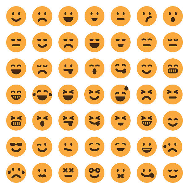 Color emoji icons set 1 Professional set of 49 color pixel perfect emoji icons ready to be used in any kind of design project. EPS 10 file. relieved face stock illustrations