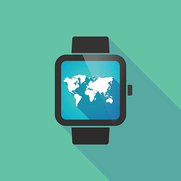 Smart Watch With A World Map Stock Illustration - Download Image Now -  2015, Abstract, Asia - iStock
