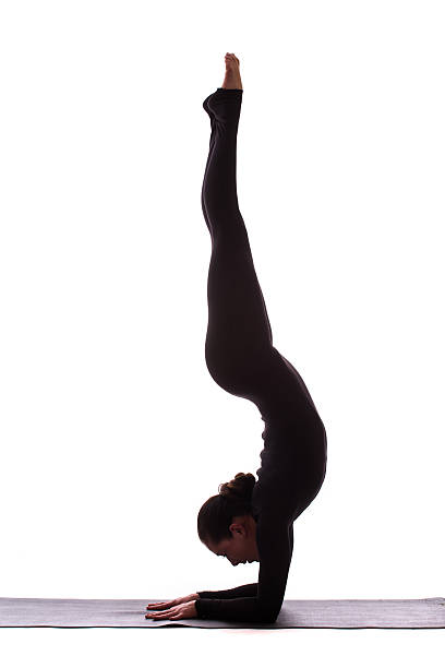 istock Young beautiful yoga female posing 502493464