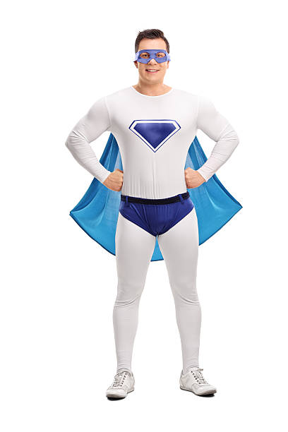 istock Young proud superhero with a blue cape 502495112