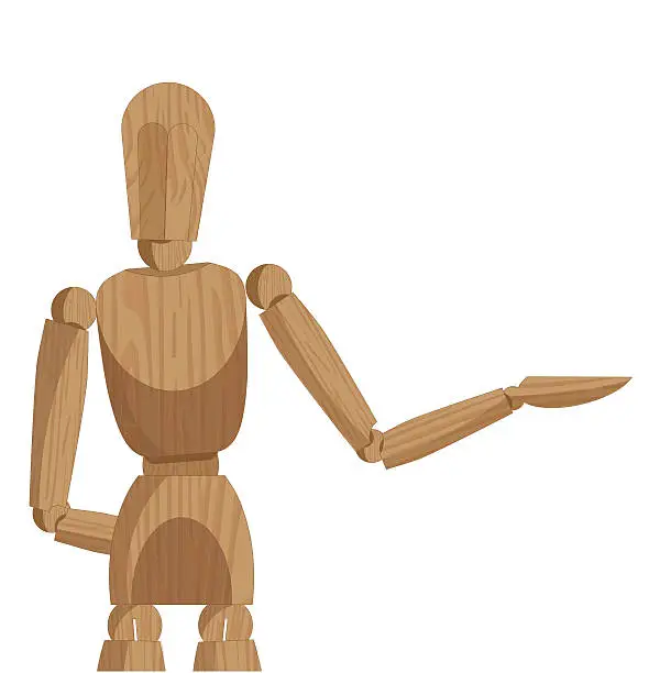 Vector illustration of wood dummy presenting