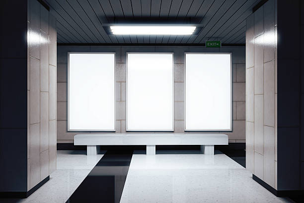 istock Blank white banners on the wall in empty subway hall 502496536