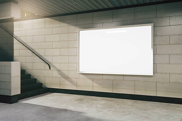 istock Blank white billboard in subway, mock up 502496630