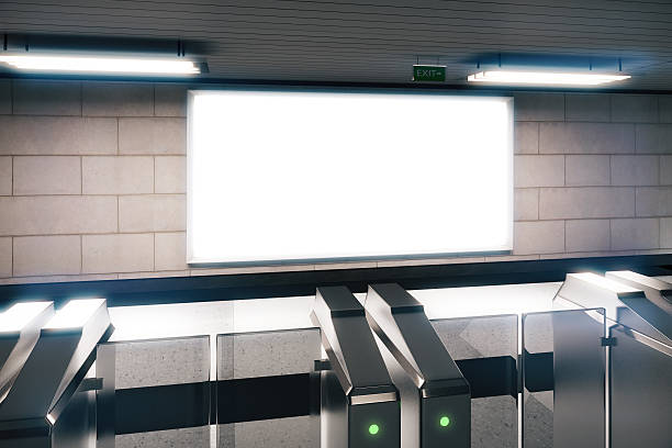 istock Blank white billboard in a subway, mock up 502496878