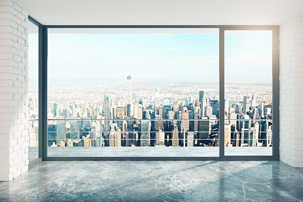 istock Empty loft room with big window in floor 502496952