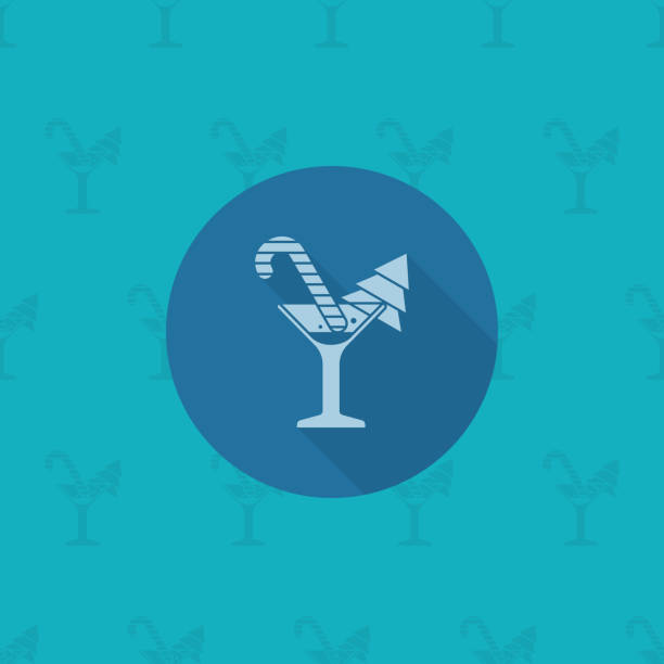 ilustrações de stock, clip art, desenhos animados e ícones de cocktail de natal. monocromático de cor - martini cocktail christmas blue