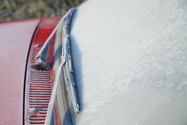 istock Frosty Frozen Winter Morning Opaque Car Windshield 502498394