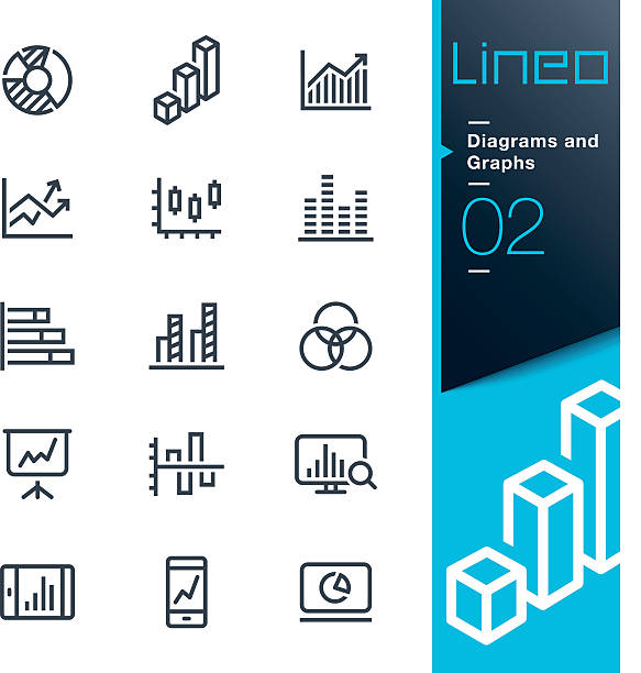lineo-diagramme und grafiken-linie symbole - efficiency finance computer icon symbol stock-grafiken, -clipart, -cartoons und -symbole