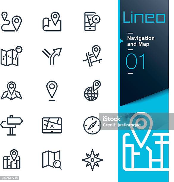 Lineo Navigation And Map Line Icons Stock Illustration - Download Image Now - Icon Symbol, Trail Marker, Guidance