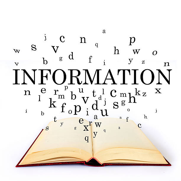 istock Information, word on the book with letters flying 502518310