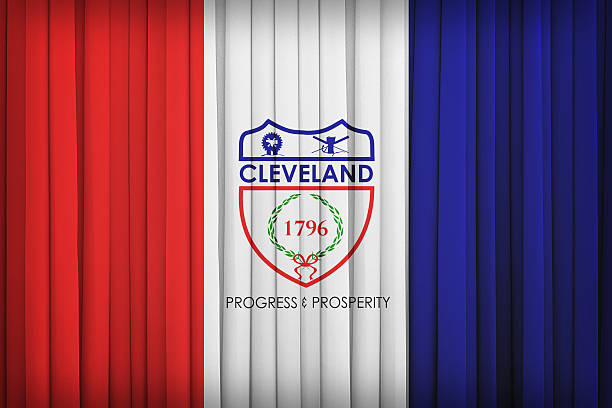 istock Cleveland ,Ohio flag pattern on the fabric curtain,vintage style 502518906