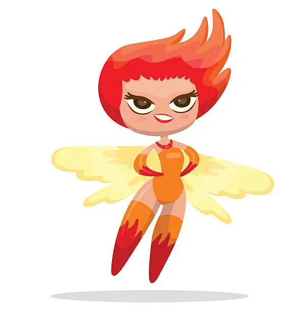 Vector illustration of Cute fairy with red hair