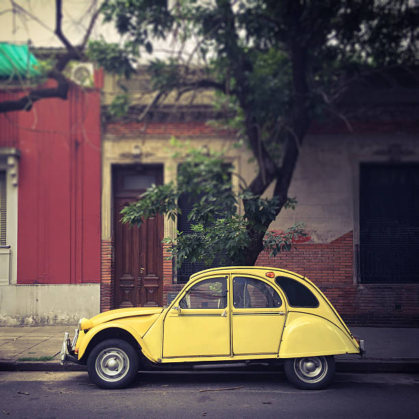 istock Yellow vintage car 502520978