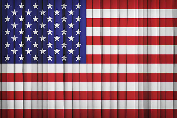 istock United States flag pattern on the fabric curtain,vintage style 502521702