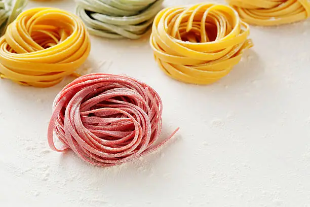 raw pasta, italian food close-up