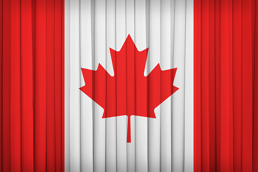 Canada flag pattern on the fabric curtain,vintage style