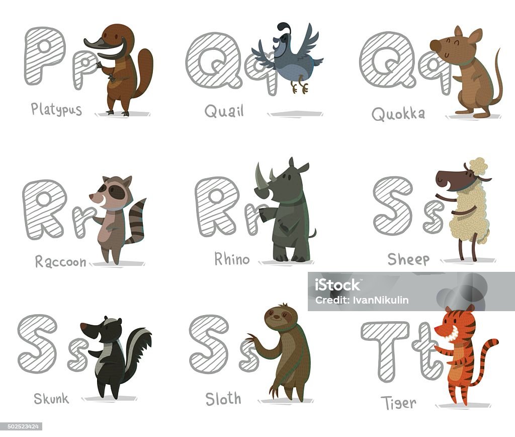 Alphabet Animals Letters Pt Stock Illustration - Download Image Now - 2015,  Agriculture, Alphabet - iStock