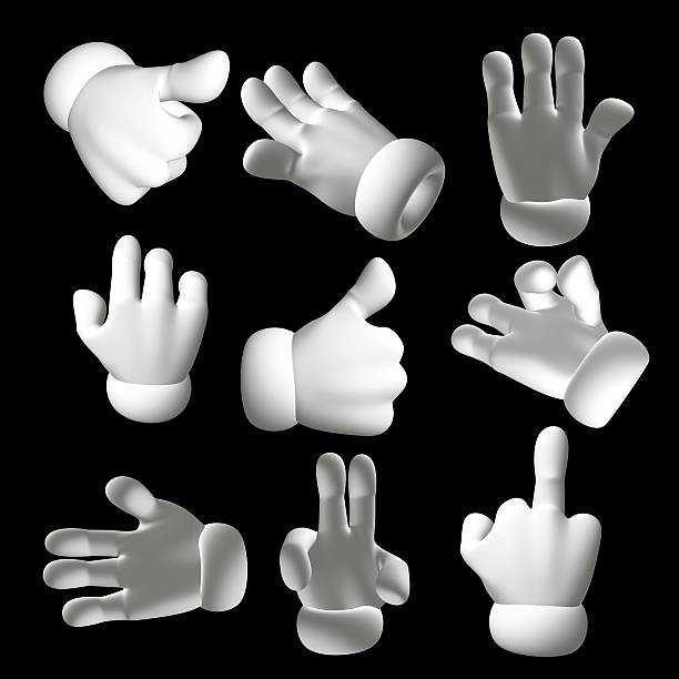 istock 3D Cartoon collection hand shape on black background 502525016