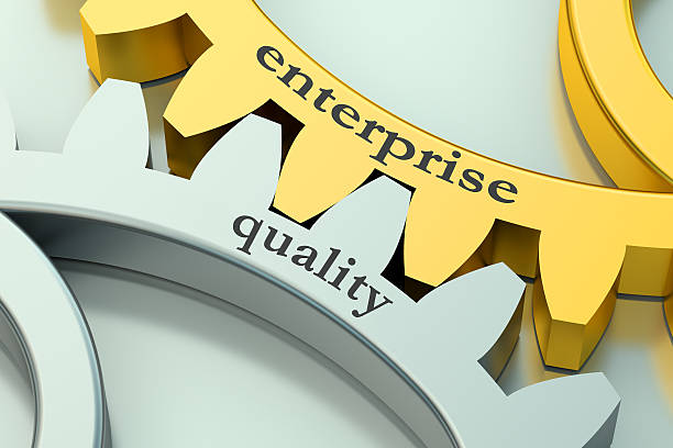 istock quality and enterprise concept on the gear 502525458