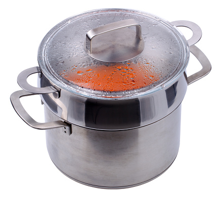 Double boiler for the gas cooker isolated on a white background