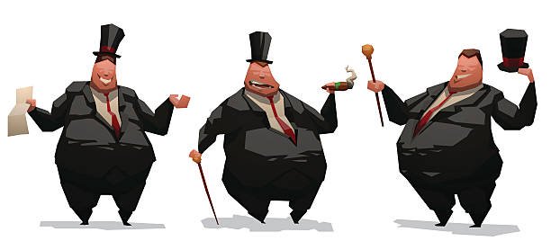 Set of fat businessmen To EPS 10 cartoon of rich man stock illustrations