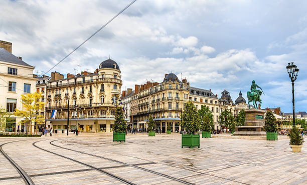 Place du Martroi, the main square of Orleans - France Place du Martroi, the main square of Orleans - France orleans france photos stock pictures, royalty-free photos & images