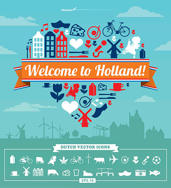 ilustrações, clipart, desenhos animados e ícones de conjunto de vetor de holanda - cultura holandesa