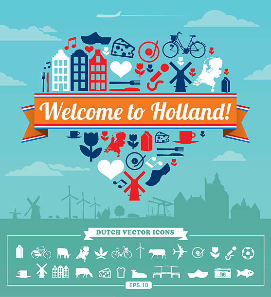 векторный набор holland - dutch culture stock illustrations