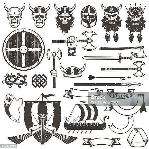 Set Viking Items Stock Illustration - Download Image Now - Viking, Viking Ship, Axe