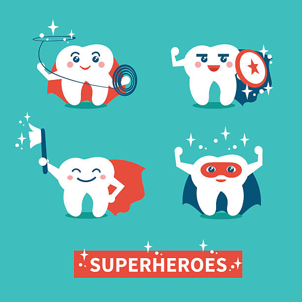 higiena zębów - tooth character stock illustrations