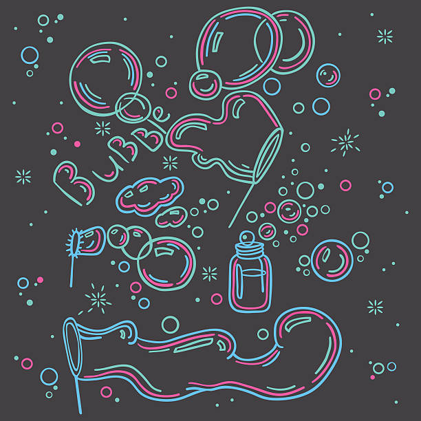 플라잉 수프 풍선말 - water drop bubble bubble wand stock illustrations