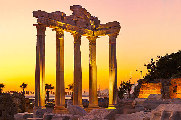 istock Old ruins in Side, Turkey at sunset 502544438