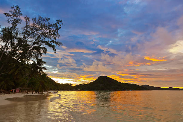 istock Tropical beach Cote d'Or at sunset - Seychelles 502545162