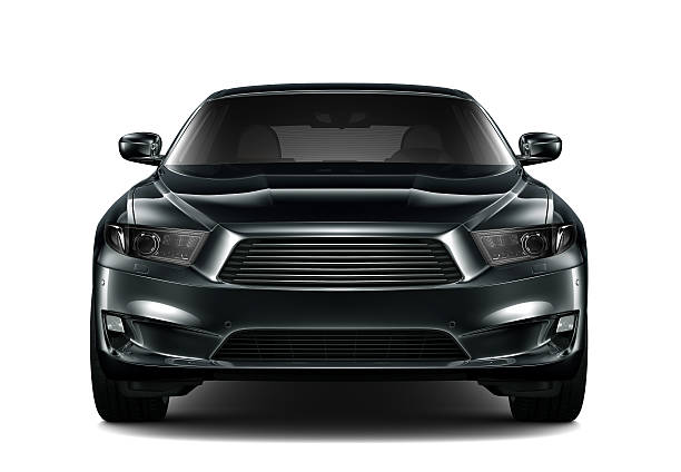 negro genérico automóvil-vista de frente - futuristic car color image mode of transport fotografías e imágenes de stock