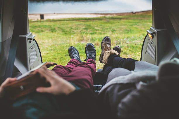 istock Couple enjoy look on beautiful nature from car 502554918
