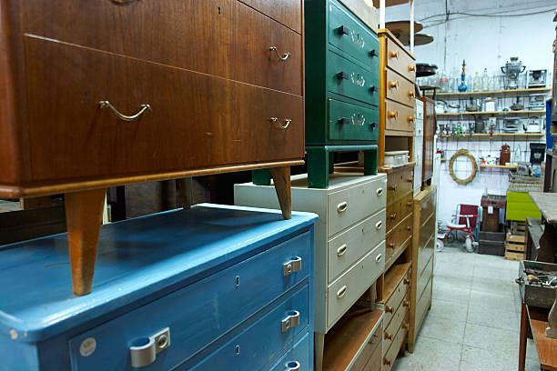 Classical vintage antiques shop stock photo