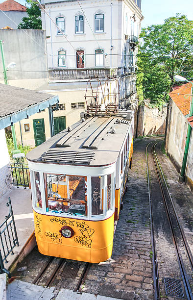istock Lisbon funicular on Calcada do Lavra street 502558571