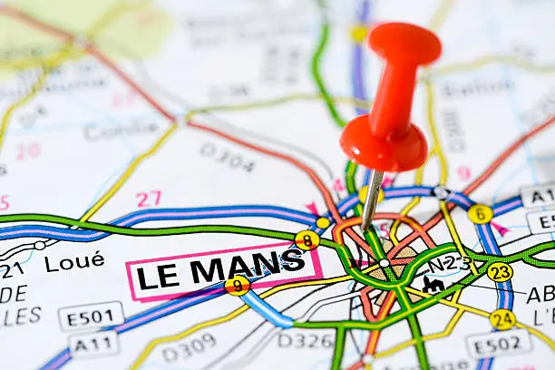 European cities on map series: Le Mans