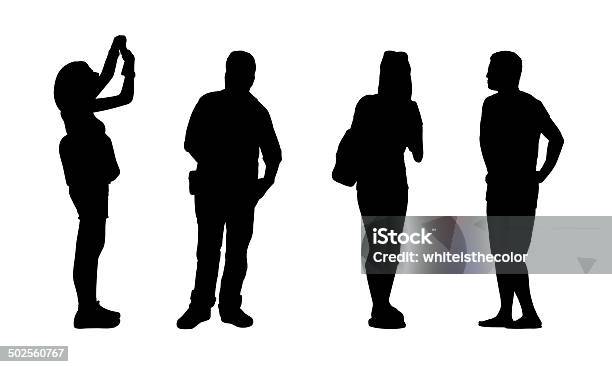 Asian People Standing Outdoor Silhouettes Set 3 Stock Illustration - Download Image Now - Adult, Adults Only, Asia
