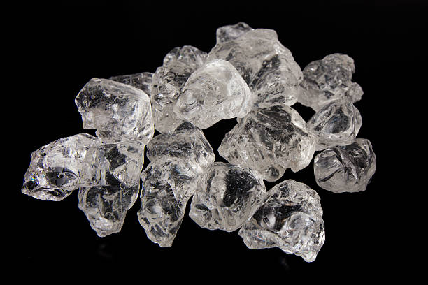 istock Beautiful Ice cubes. White crystals on a black background 502562297