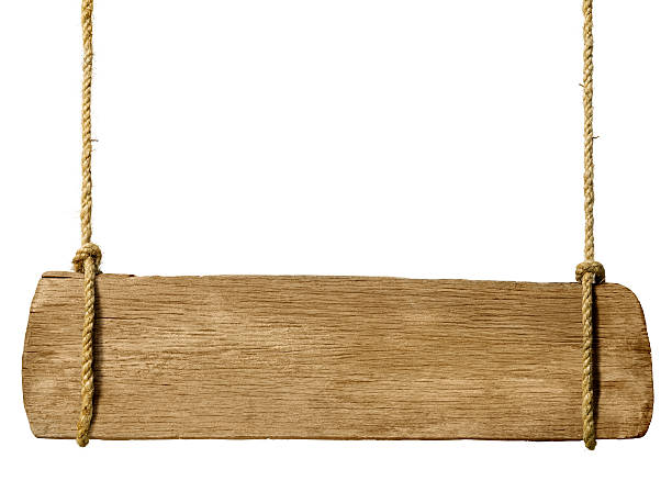 istock Wooden sign hanging from ropes 502563807