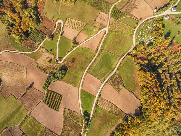 istock Roads around a farm - aerial 502573954