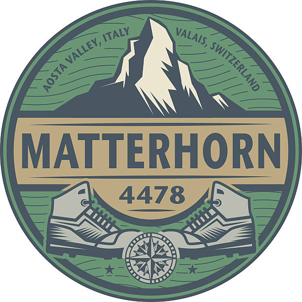 Emblem with text Matterhorn Stamp or emblem with text Matterhorn, Italy and Switzerland, vector illustration matterhorn stock illustrations