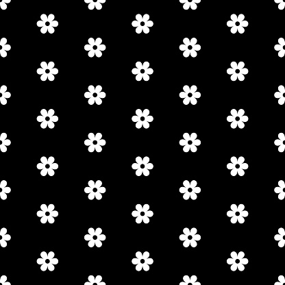 Seamless geometric floral pattern.white flower on a   black background. illustration
