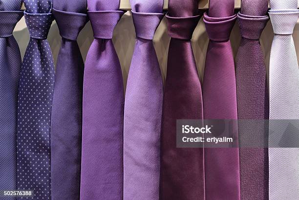 Row Of Purple Necktie Stock Photo - Download Image Now - Purple, Necktie, Fashion