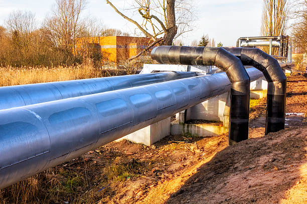 istock Steel pipelines from the Power station 502578032