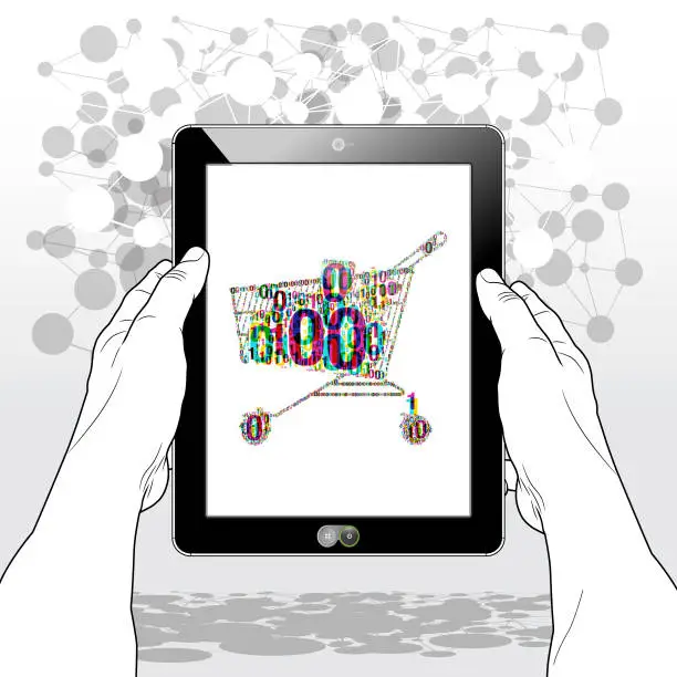 Vector illustration of E-commerce Vertical Tablet PC
