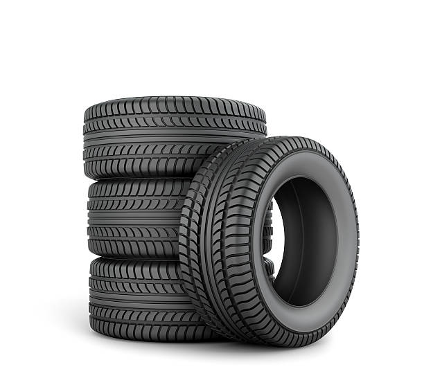 istock Black tires on a white background. 502580122